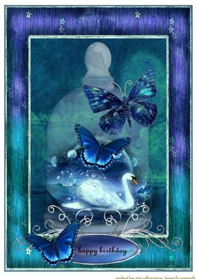 Bleu Butterflies&swan Beauty A4