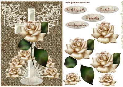 Sympathy Pearl Cross Antique Roses