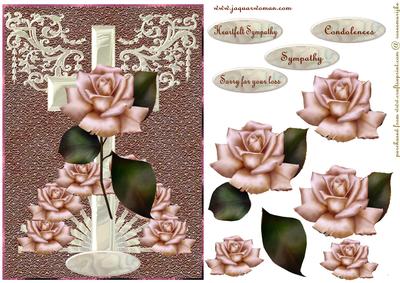 Sympathy Pearl Cross Pink Antique Rose