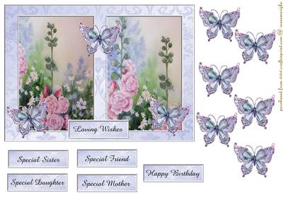 Bleu Floral Butterflies