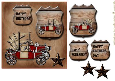 Vintage Car Steampunk Male Card