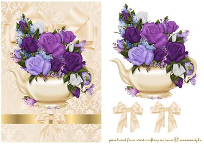 Cream Damask Teapot Floral Beauty