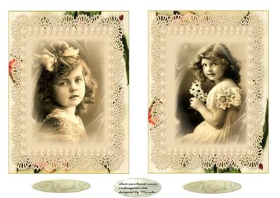 Simply Adorable Vintage Girls Two Toppers