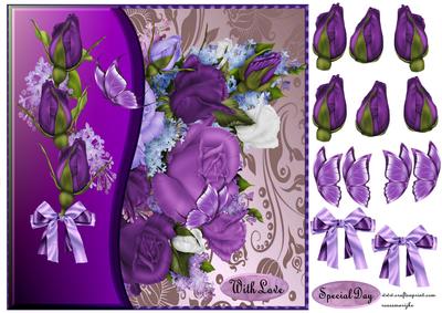 Bordercard Purple Flowers and Roses