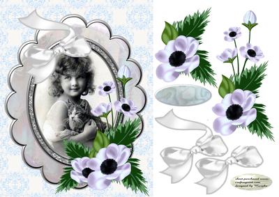 Vintage Girl Silk Bleu Flower Corner