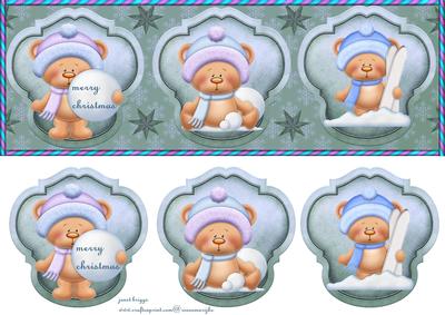 Large Dl Card Snow Teddies