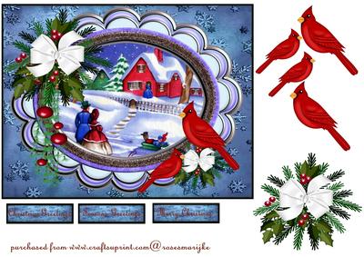 Seasons Greetings Christmas Village Vintage