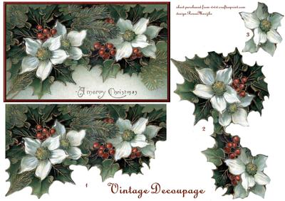 A Vintage Merry Christmas 3D Flower