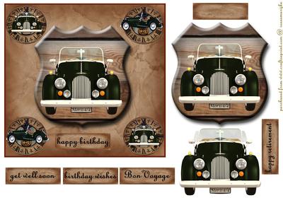 Black Vintage Car Male Card