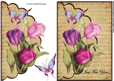 Envelop Vintage Tulips and Butterflie