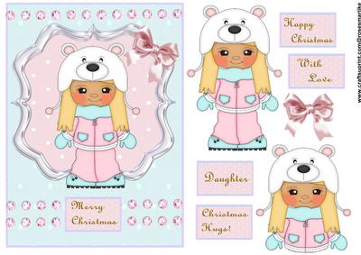 Winter Christmas Girl Snowbear Hat