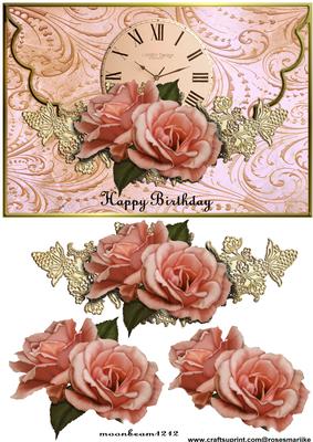 Envelop Antique Roses.lace and Clock 2