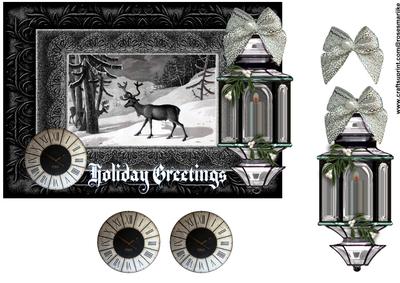 Holiday Greetings Black and White Vintage