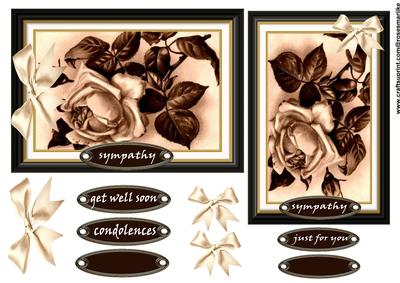 Vintage Sepia Roses Sympathy Toppers