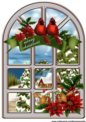 Christmas Church Window Snowscene