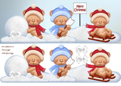 Large Dl Card Snowfun Teddies