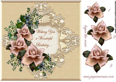Cream/pink Antique Roses 2