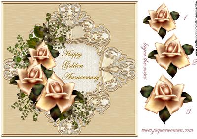 Cream/gold Antique Roses Golden Anniversary