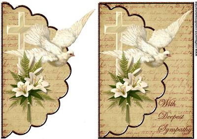 Envelop Sympathy Dove,cross and Lillies
