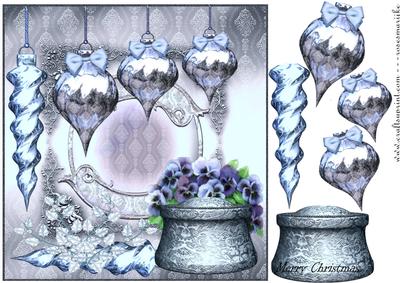 Christmas Winter Violets in Bleu