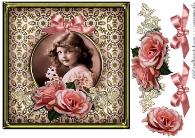 Vintage Girl and Antique Roses