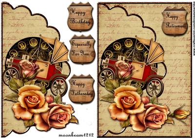 Vintage Steampunk Car and Roses
