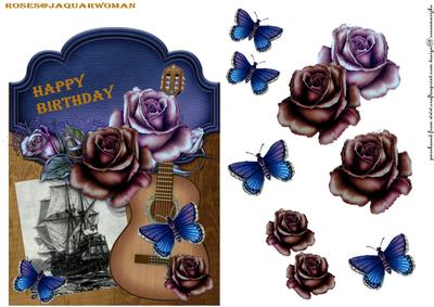 Male Card Music and Roses Over the Top