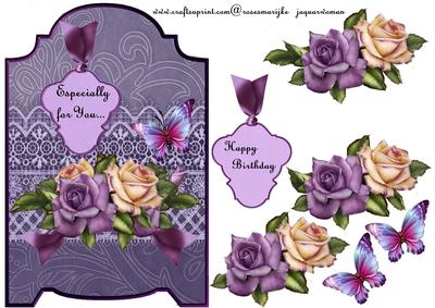 Screen Shaped Card Purple Roses