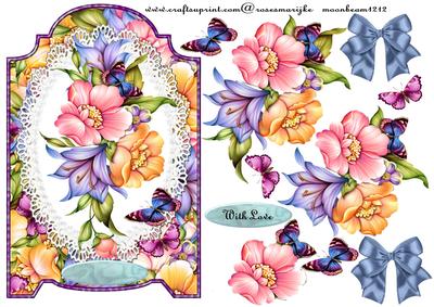 Screen Shaped Card Floral and Butterflies