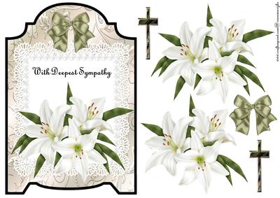 Screen Shaped Card Sympathy Lillies