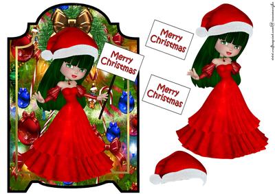 Screen Shaped Card Cute Christmas Girl