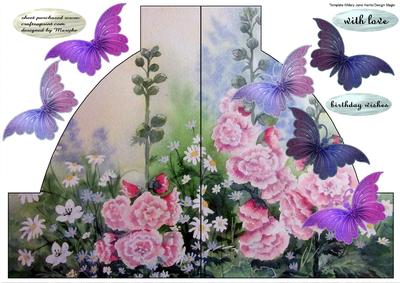 Abstract Shaped Card Butterflies and Flowers