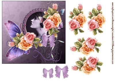 Vintage Lady Roses Beauty