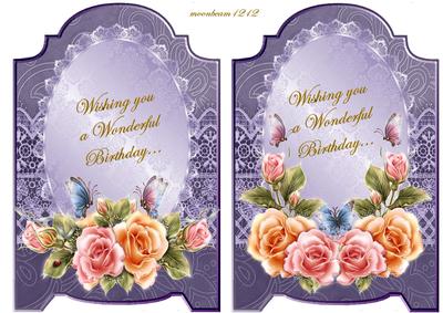 Screen Card Toppers Roses,lace and Butterflies