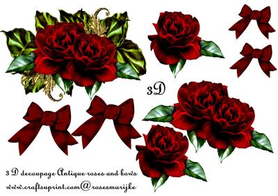 3D Decoupage Antique Roses and Bows