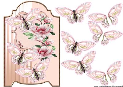 Screen Card Pink Butterflies