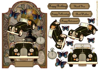 Screen Card Vintage Car Male