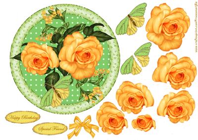 Yellow Roses Round Topper