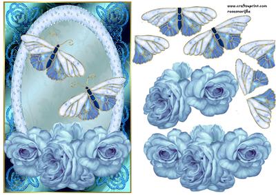 Oriental Bleu Classic Roses and Butterflies Beauty