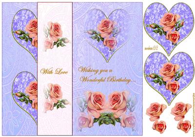 Fold Back Roses and Hearts Pastel