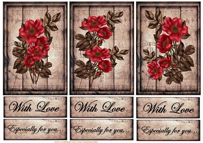 Tags and Toppers( Wild Roses Vintage