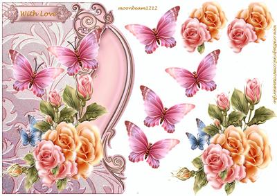 Glowing Roses and Butterflies