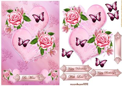 Valentine/birthday Pink Hearts and Roses