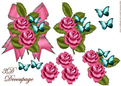 3D Decoupage Roses,bows and Butterflies