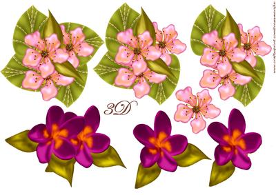 3D Decoupage Blossoms and Violets
