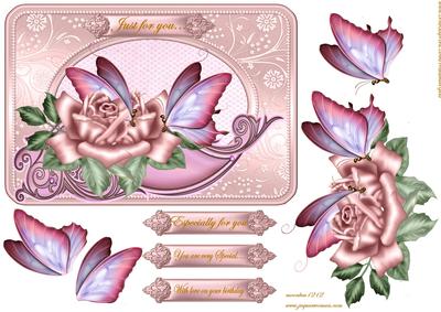 Pink Butterflies and Roses