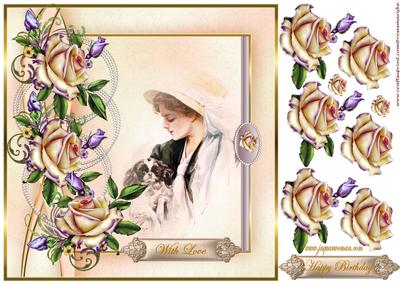 Beautiful Vintage Lady & Heritage Roses