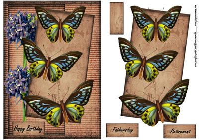 Male Card Vintage Butterflies