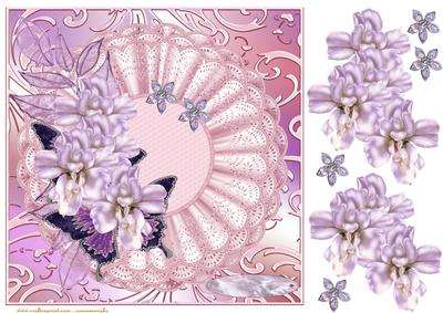 Pink Lace, Blossoms and Butterflies