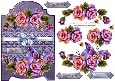 Screen Card Enchanted Roses and Butterflies